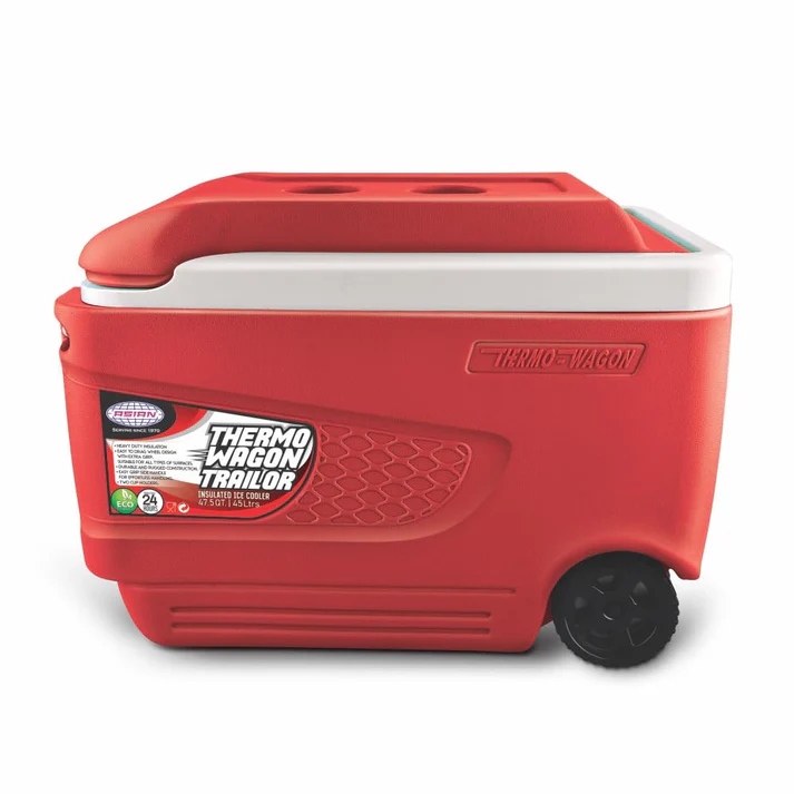 Thermo Wagon Insulated Ice Cooler 45Ltr with Wheels Red Thermo Wagon Insulated Ice Cooler 45Ltr with Wheels Red